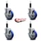 Service Caster 5'' Blue Poly Swivel 1-1/8'' Expanding Stem Caster Set with Brake, 4PK SCC-EX20S514-PPUB-BLUE-TLB-118-4 - alternate 2